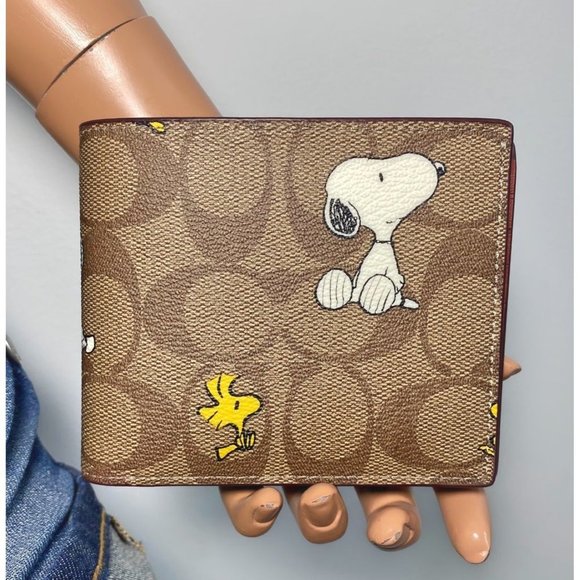 Coach X Peanuts 3 In 1 Wallet Signature Canvas With Snoopy & Woodstock Print - Picture 8 of 8